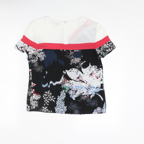 NEXT Womens Multicoloured Floral Polyester Basic T-Shirt Size 6 Round Neck