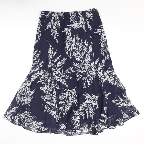 Hudson and Onslow Womens Blue Geometric Polyester Swing Skirt Size 14 - Leaf pattern
