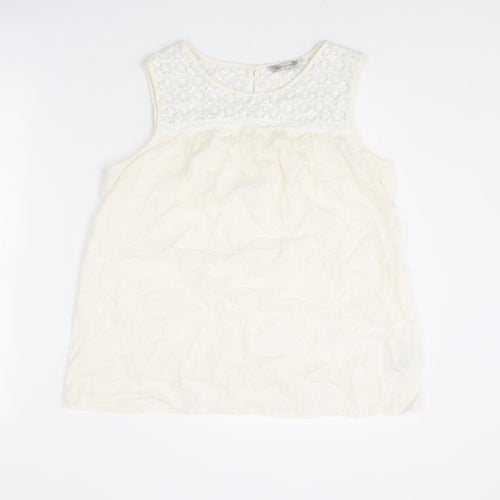 Marks and Spencer Womens Ivory Cotton Basic Tank Size 14 Round Neck