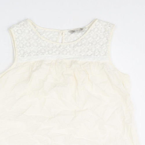 Marks and Spencer Womens Ivory Cotton Basic Tank Size 14 Round Neck