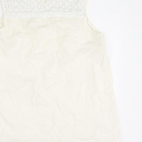 Marks and Spencer Womens Ivory Cotton Basic Tank Size 14 Round Neck