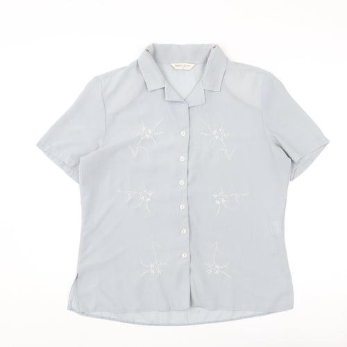 Bonmarché Womens Blue Polyester Basic Button-Up Size 16 Collared