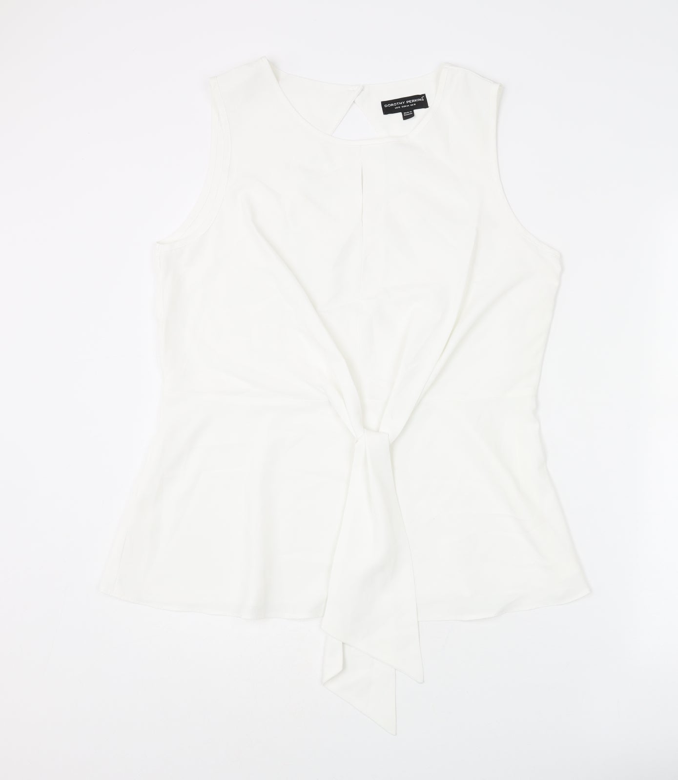 Dorothy Perkins Womens White Polyester Basic Blouse Size 16 Round Neck
