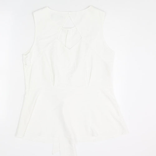 Dorothy Perkins Womens White Polyester Basic Blouse Size 16 Round Neck