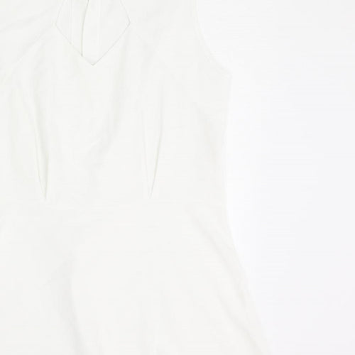 Dorothy Perkins Womens White Polyester Basic Blouse Size 16 Round Neck