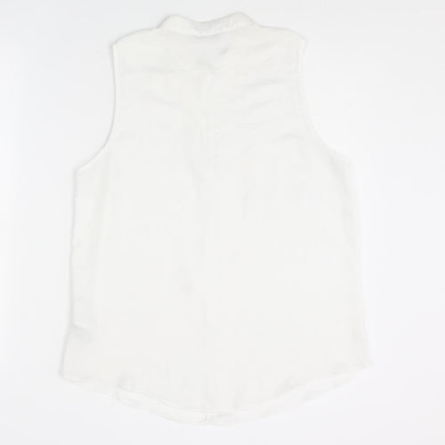 H&M Womens White Polyester Basic Blouse Size 14 Mock Neck