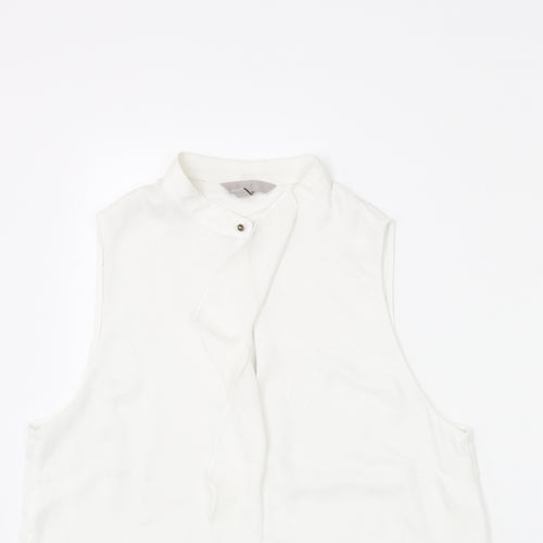 H&M Womens White Polyester Basic Blouse Size 14 Mock Neck