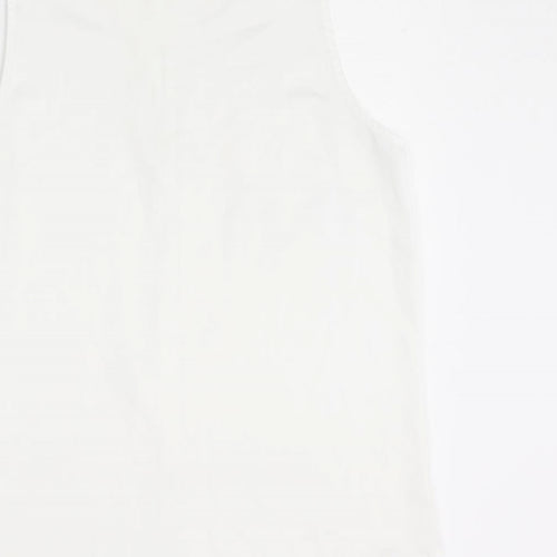 H&M Womens White Polyester Basic Blouse Size 14 Mock Neck
