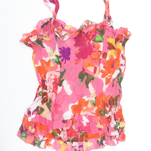Per Una Womens Pink Floral Polyester Camisole Blouse Size 20 Square Neck