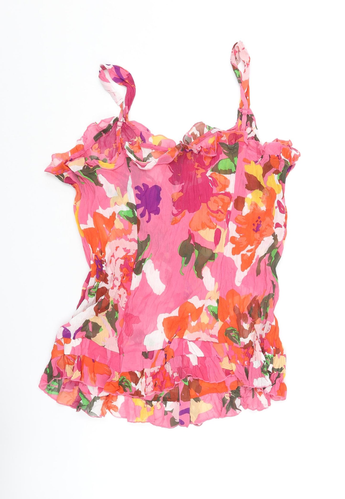 Per Una Womens Pink Floral Polyester Camisole Blouse Size 20 Square Neck