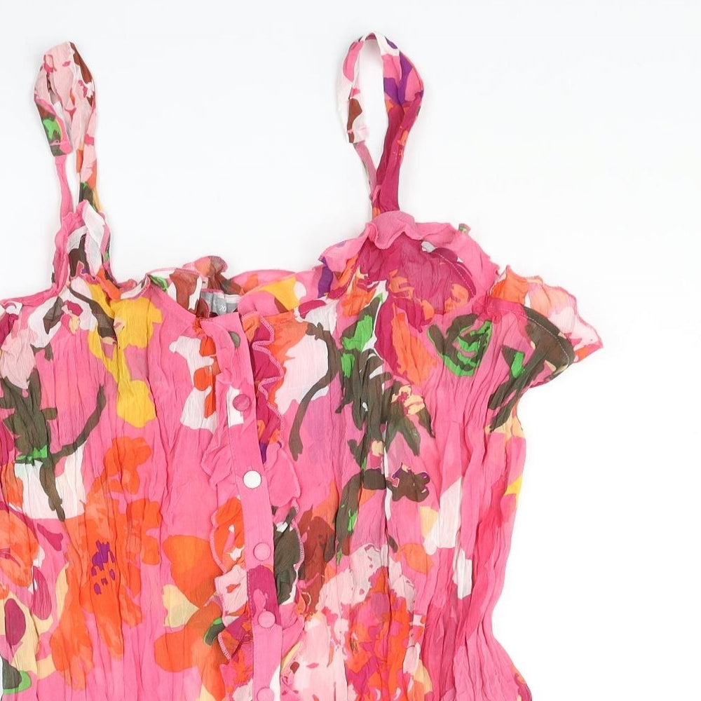 Per Una Womens Pink Floral Polyester Camisole Blouse Size 20 Square Neck