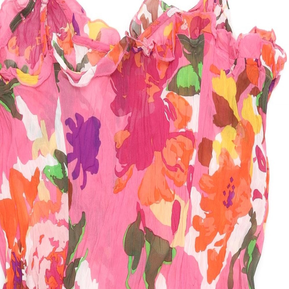 Per Una Womens Pink Floral Polyester Camisole Blouse Size 20 Square Neck