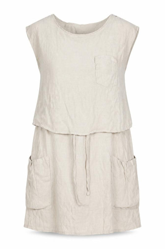 Front view of Vero Moda women’s beige polyester a-line, size XS, round neck pullover