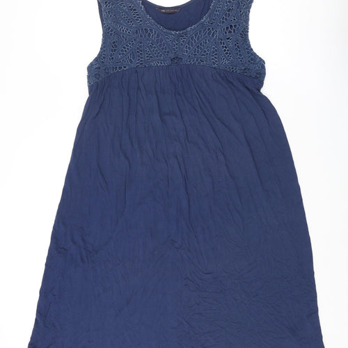 Marks and Spencer Womens Blue Viscose Tank Dress Size 10 Round Neck Pullover