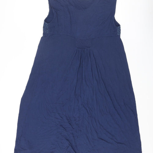 Marks and Spencer Womens Blue Viscose Tank Dress Size 10 Round Neck Pullover