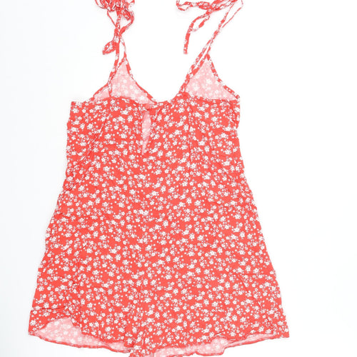 ASOS Womens Red Floral Viscose Playsuit One-Piece Size 10 L3 in Button