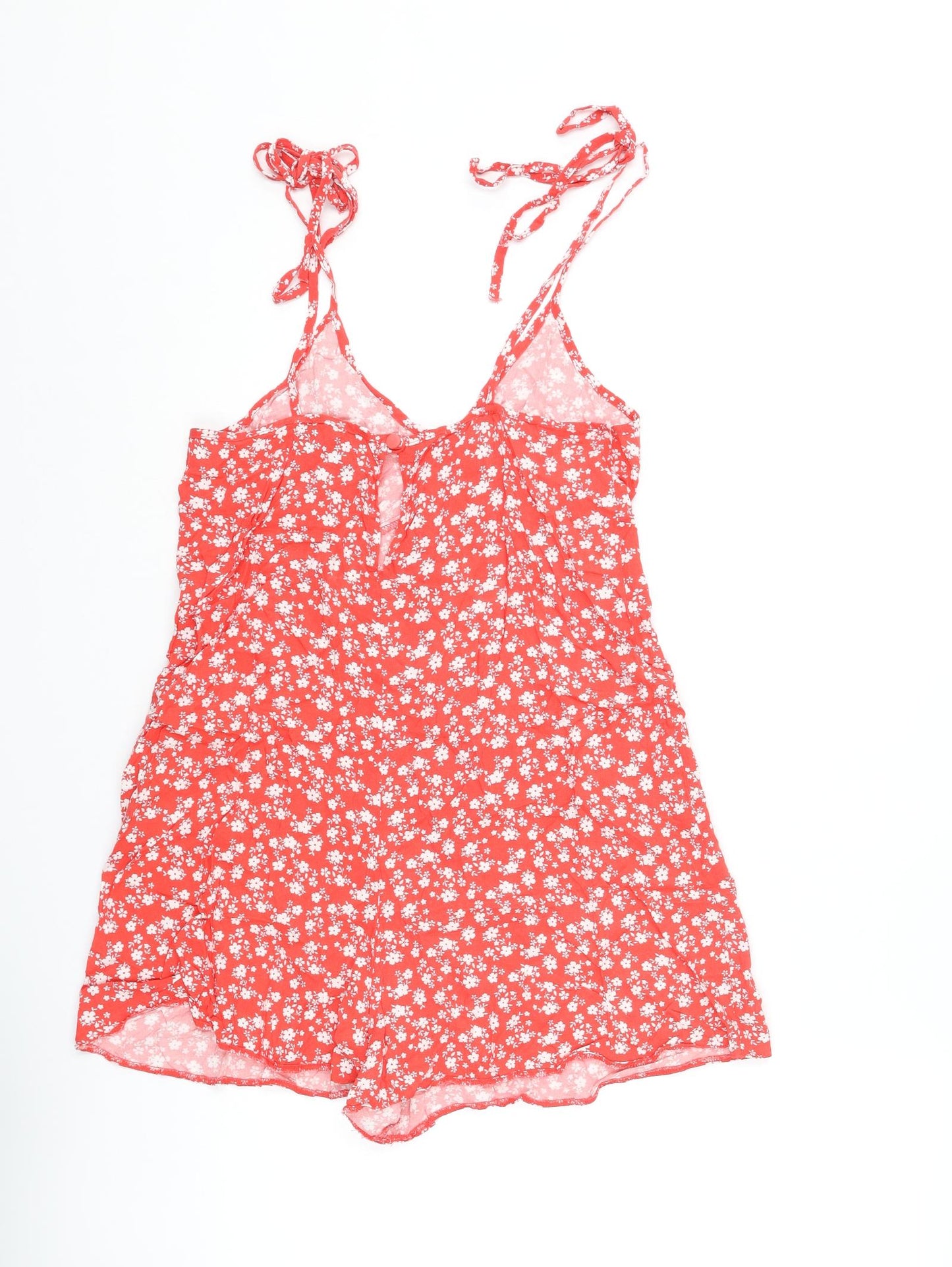 ASOS Womens Red Floral Viscose Playsuit One-Piece Size 10 L3 in Button