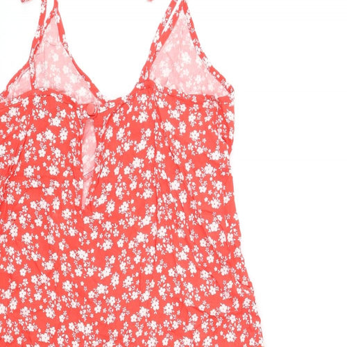 ASOS Womens Red Floral Viscose Playsuit One-Piece Size 10 L3 in Button