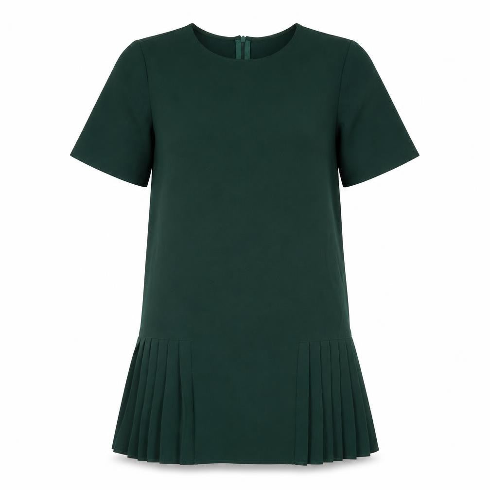 Front view of Zara women’s green polyester shift, size XS, round neck zip