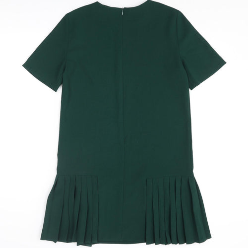 Zara Womens Green Polyester Shift Size XS Round Neck Zip