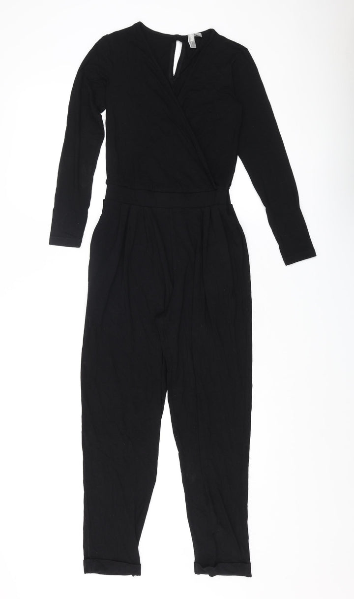 ASOS Womens Black Viscose Jumpsuit One-Piece Size 6 L23 in Button