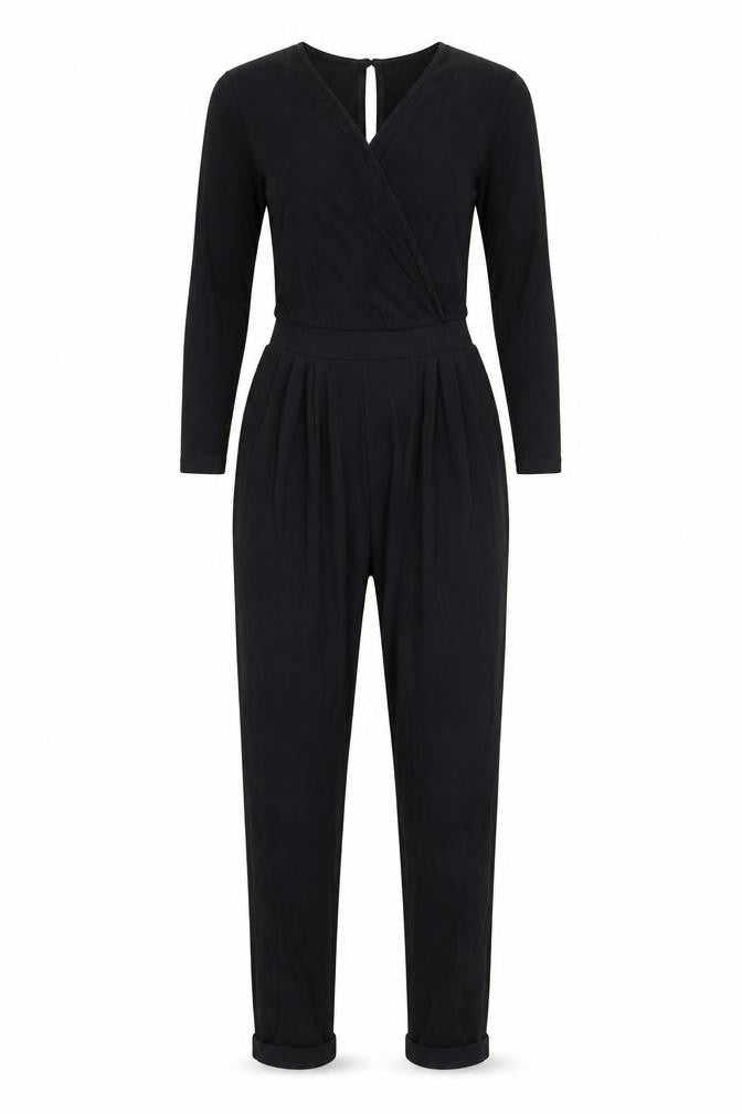 ASOS Womens Black Viscose Jumpsuit One-Piece Size 6 L23 in Button