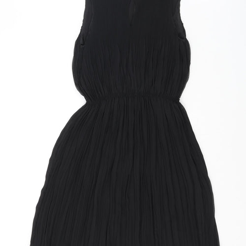 Zara Womens Black Polyester Fit & Flare Size XS Round Neck Button