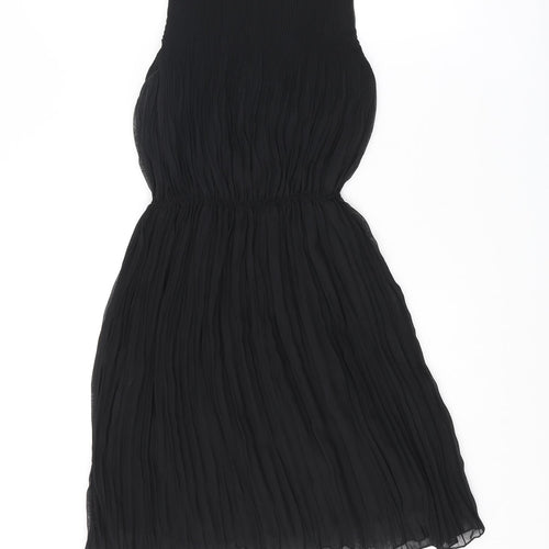 Zara Womens Black Polyester Fit & Flare Size XS Round Neck Button