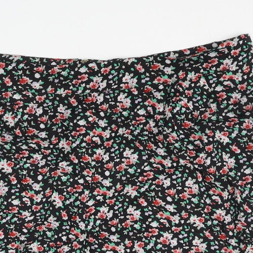 New Look Womens Black Floral Viscose Basic Shorts Size 16 L3 in Regular Zip