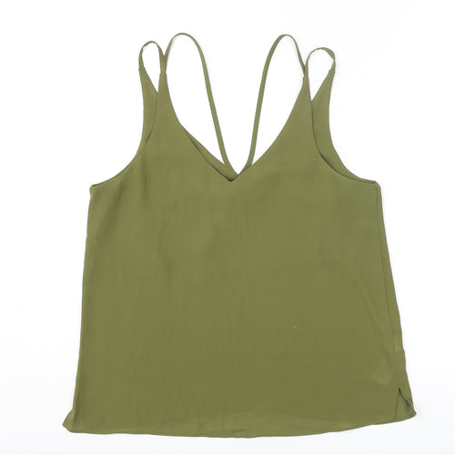 Topshop Womens Green Polyester Basic Tank Size 10 V-Neck