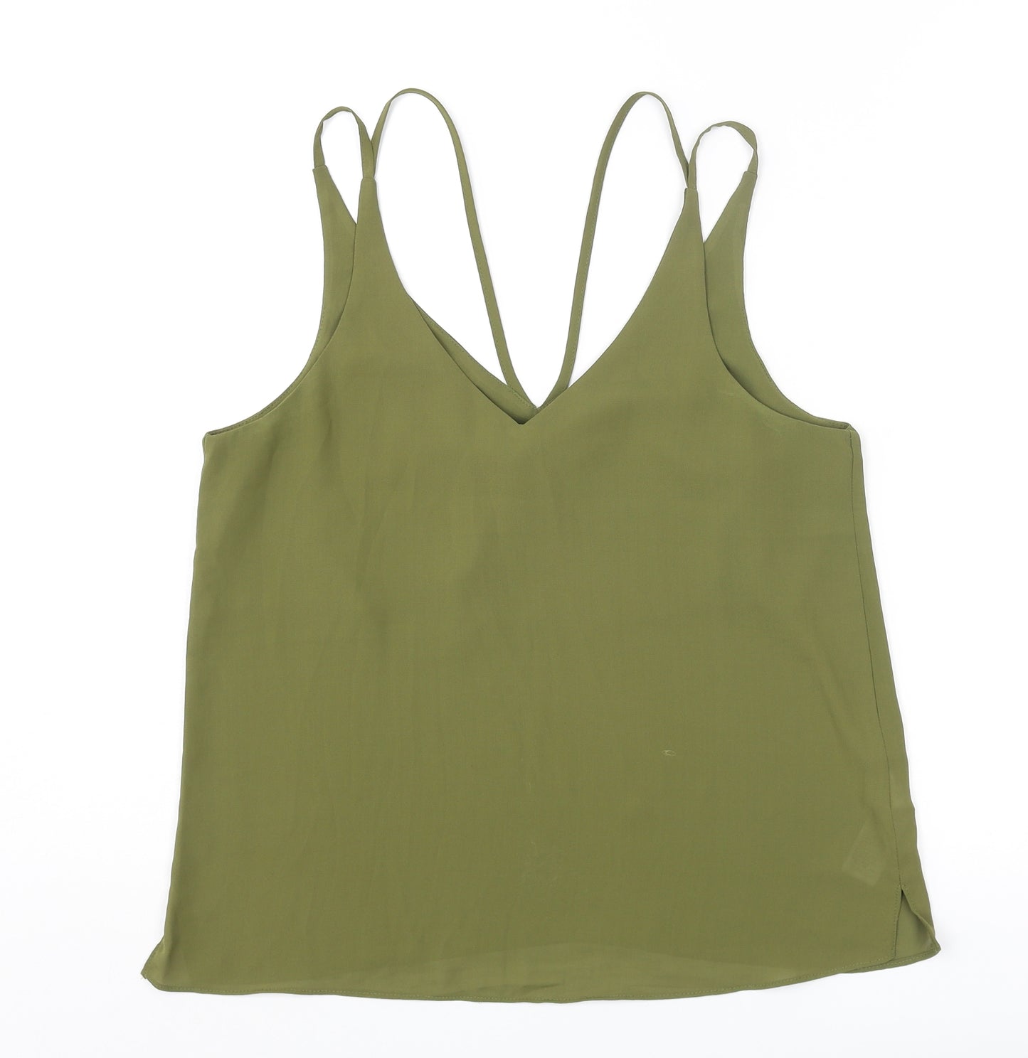 Topshop Womens Green Polyester Basic Tank Size 10 V-Neck