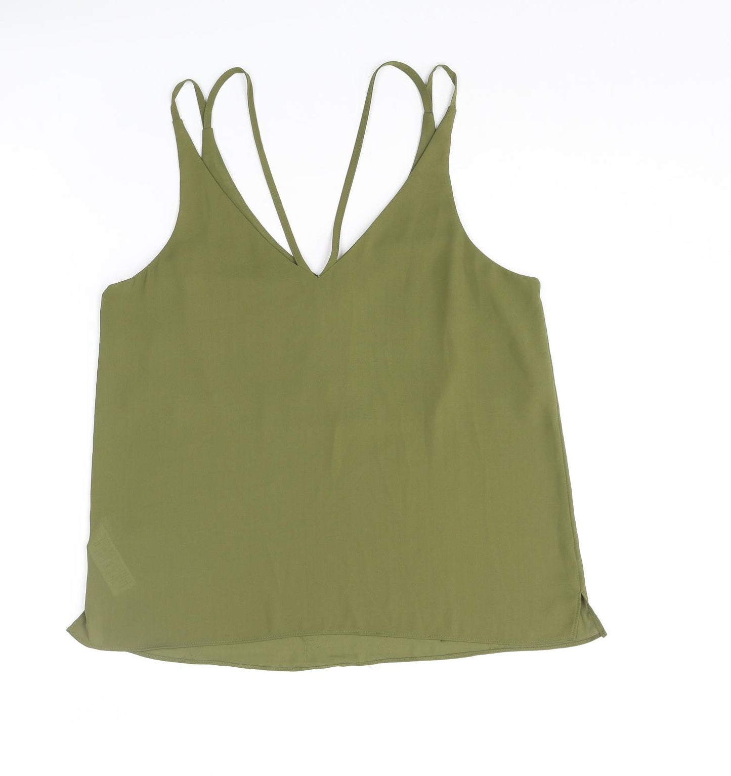 Topshop Womens Green Polyester Basic Tank Size 10 V-Neck