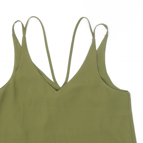 Topshop Womens Green Polyester Basic Tank Size 10 V-Neck