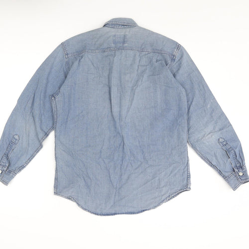 Levi's Mens Blue Cotton Button-Up Size S Collared Button