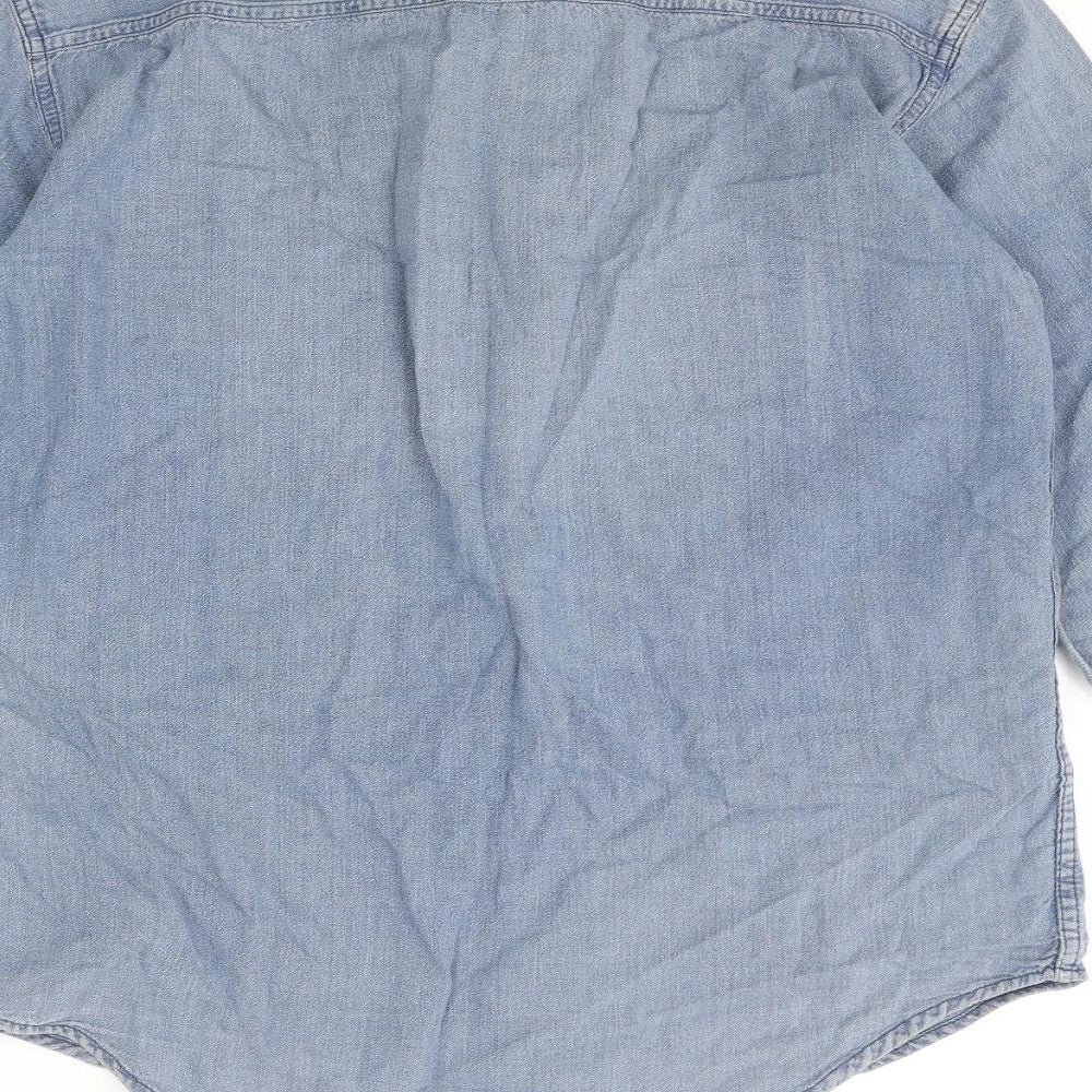 Levi's Mens Blue Cotton Button-Up Size S Collared Button