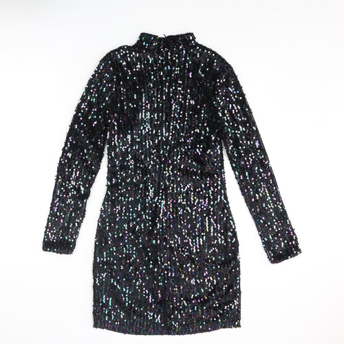 Blue Vanilla Womens Multicoloured Polyester A-Line Size 8 Mock Neck Zip