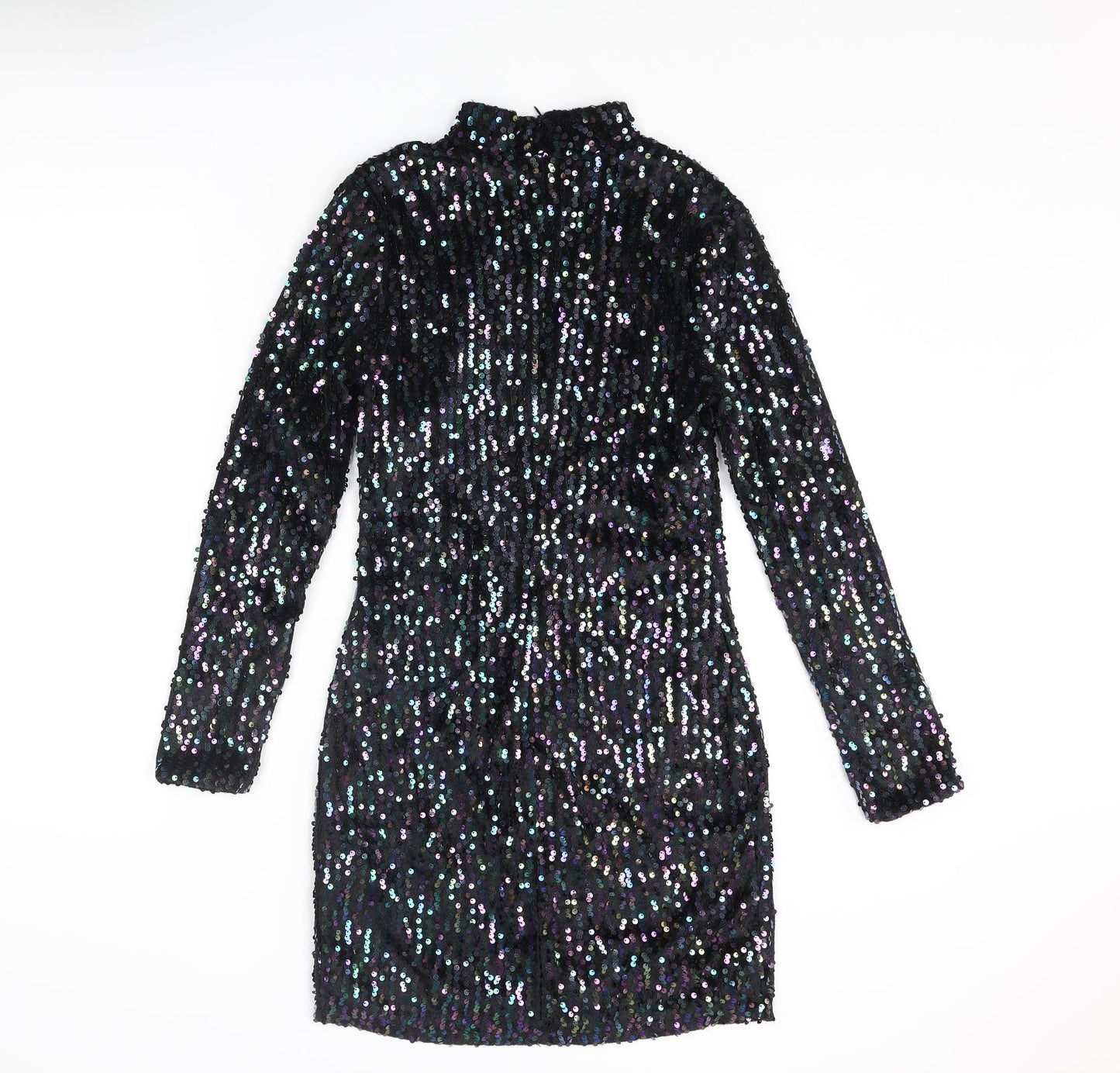 Blue Vanilla Womens Multicoloured Polyester A-Line Size 8 Mock Neck Zip