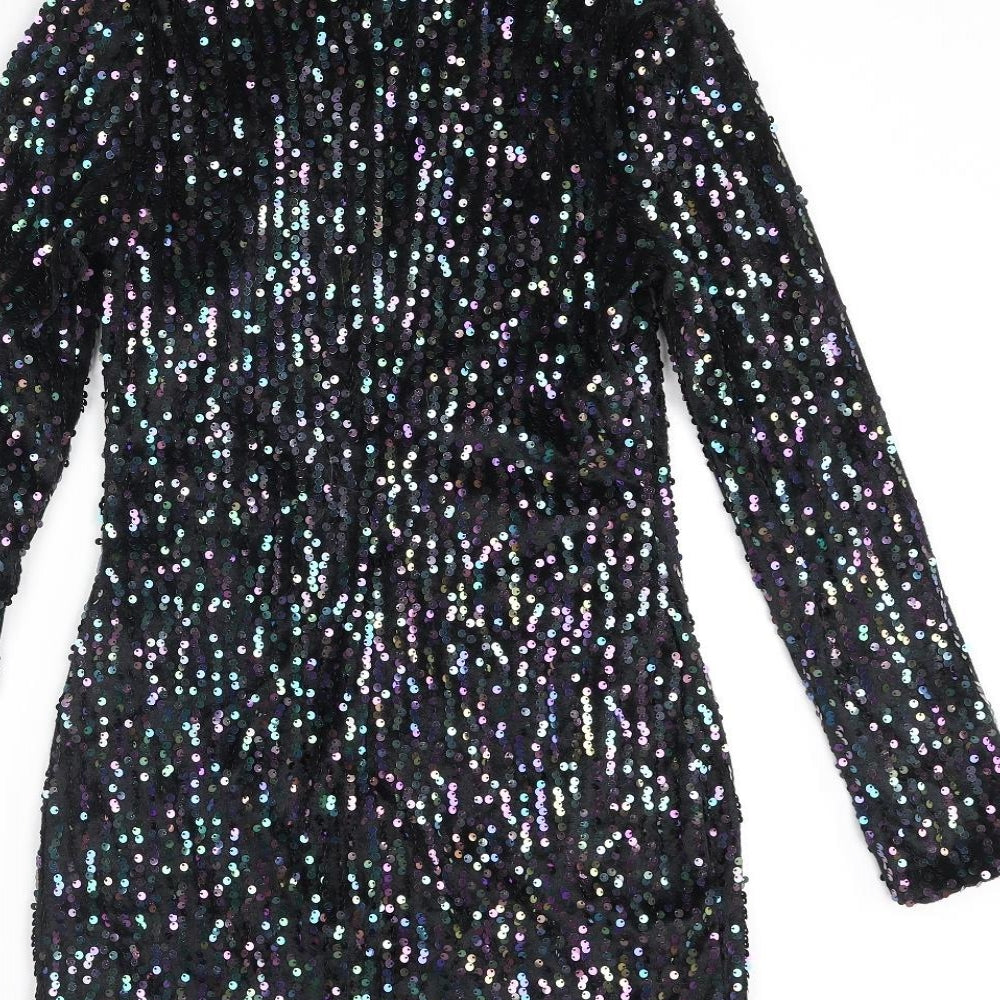 Blue Vanilla Womens Multicoloured Polyester A-Line Size 8 Mock Neck Zip