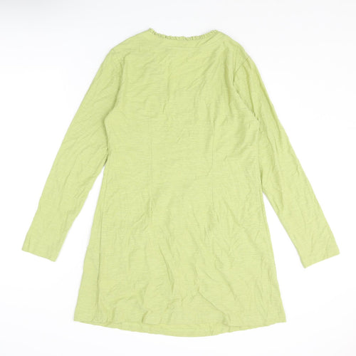 Tara Clothing Womens Green Cotton Jumper Dress Size 10 Scoop Neck Pullover