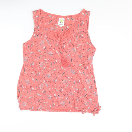 MANTARAY PRODUCTS Womens Pink Geometric Cotton Basic Tank Size 14 Scoop Neck - Bird Pattern
