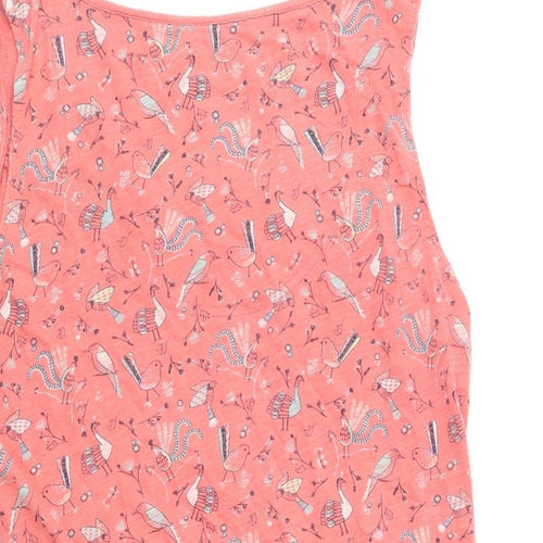 MANTARAY PRODUCTS Womens Pink Geometric Cotton Basic Tank Size 14 Scoop Neck - Bird Pattern