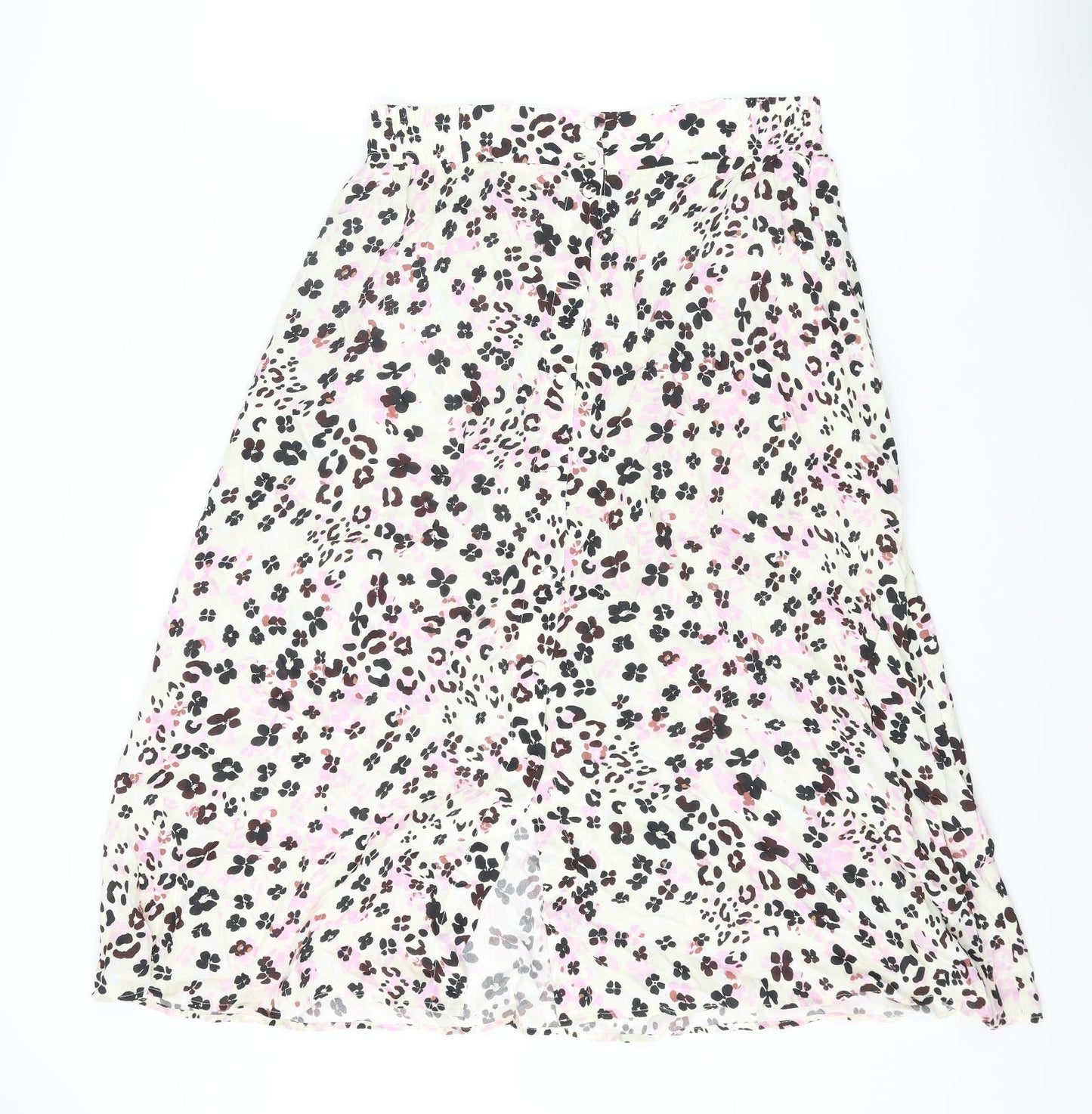 Oliver Bonas Womens Multicoloured Geometric Viscose A-Line Skirt Size 12 Button