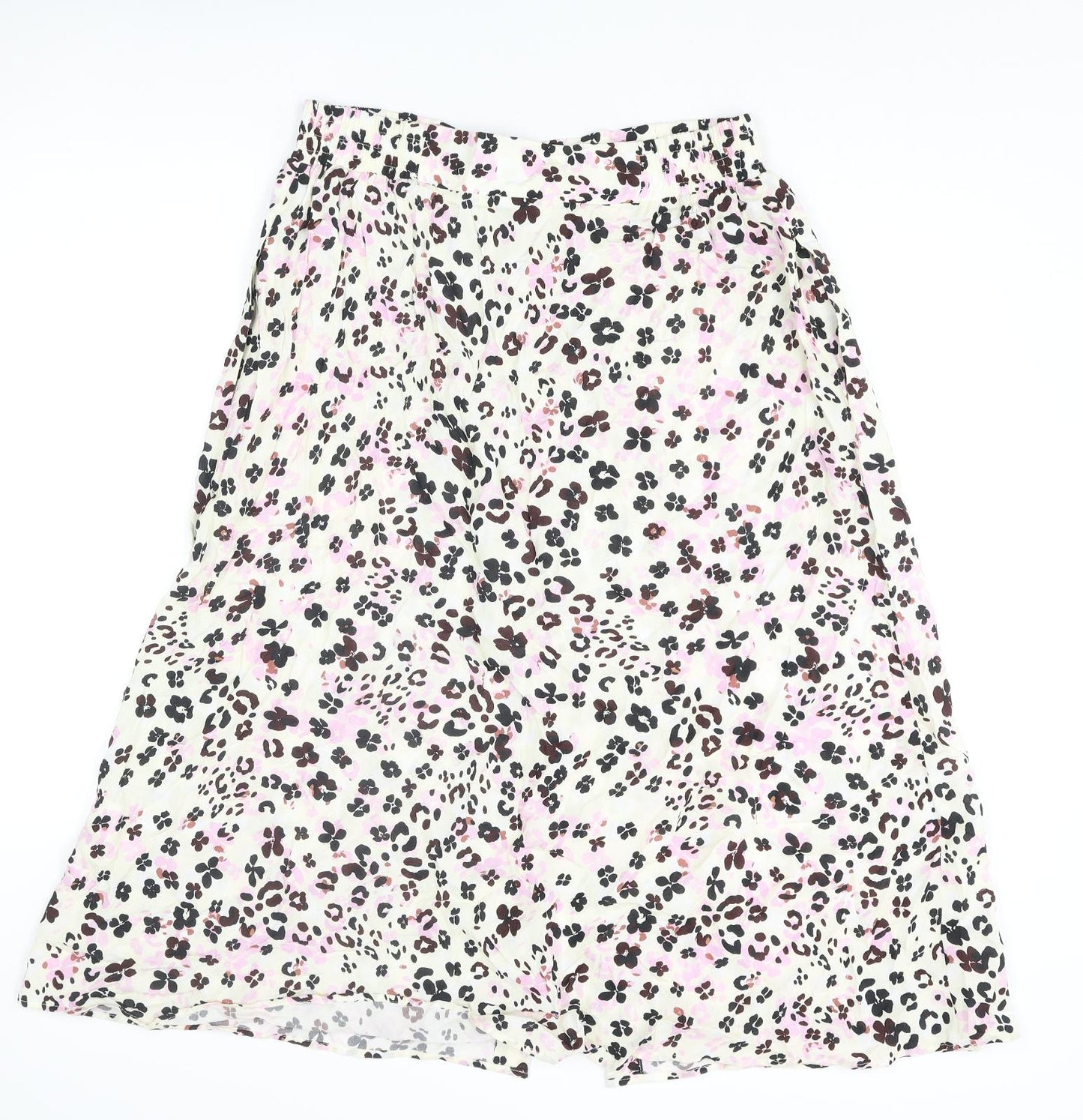 Oliver Bonas Womens Multicoloured Geometric Viscose A-Line Skirt Size 12 Button
