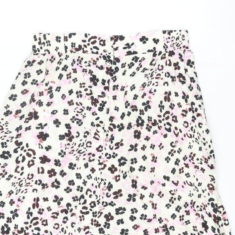 Oliver Bonas Womens Multicoloured Geometric Viscose A-Line Skirt Size 12 Button