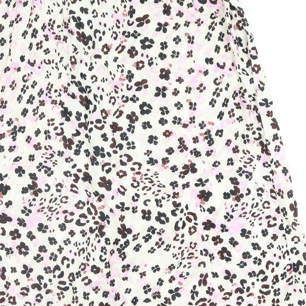 Oliver Bonas Womens Multicoloured Geometric Viscose A-Line Skirt Size 12 Button