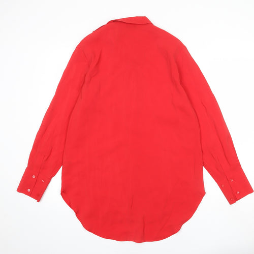 NEXT Womens Red Modal Basic Button-Up Size 10 Collared