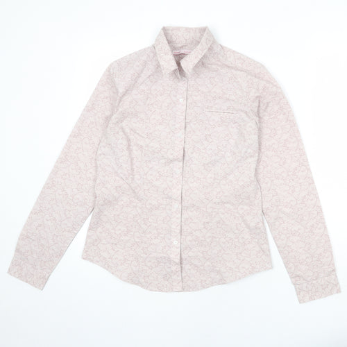 NEXT Womens Pink Geometric Cotton Basic Button-Up Size 12 Collared