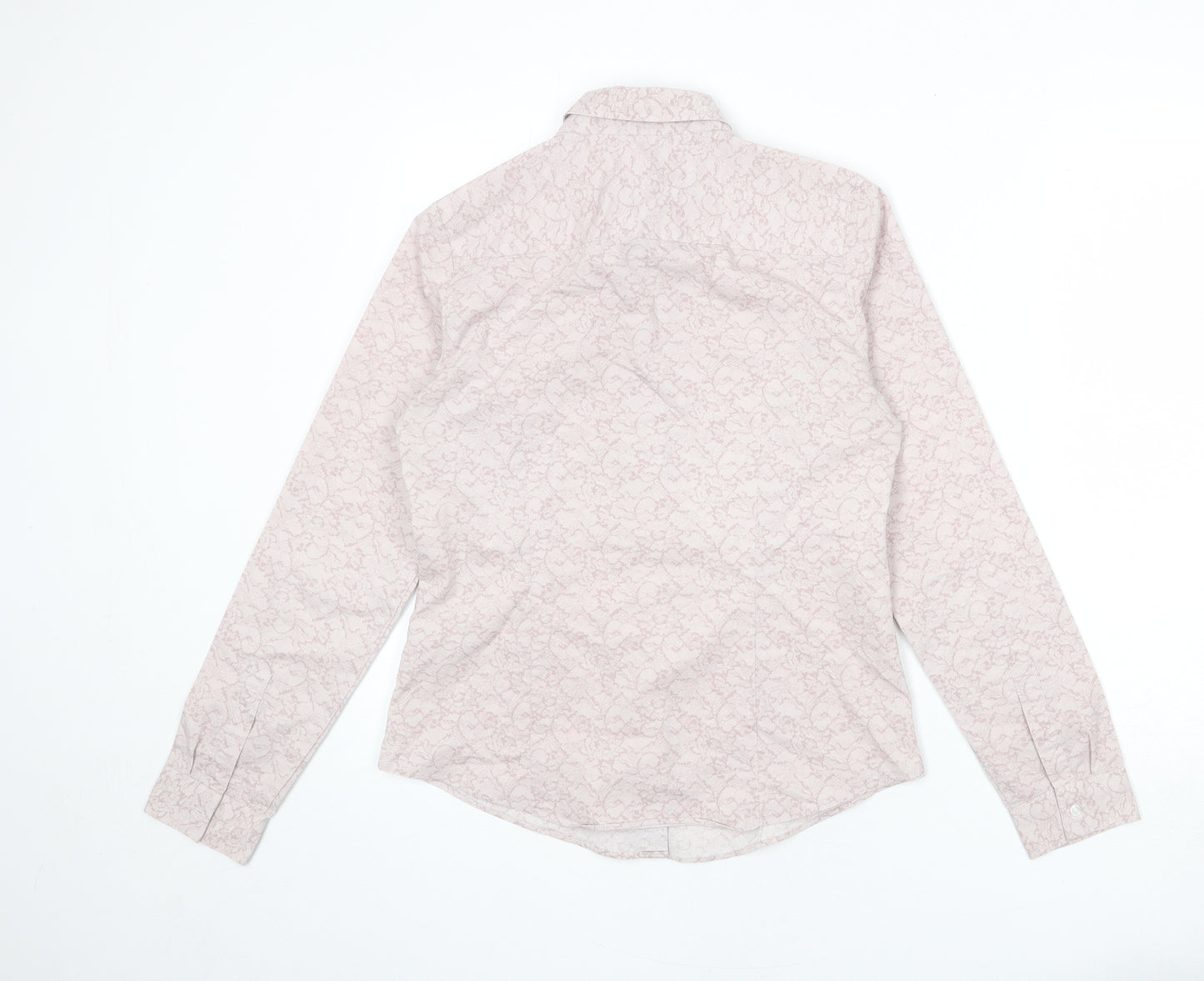 NEXT Womens Pink Geometric Cotton Basic Button-Up Size 12 Collared
