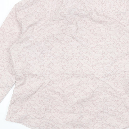 NEXT Womens Pink Geometric Cotton Basic Button-Up Size 12 Collared