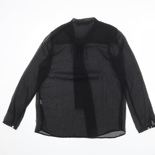 Zara Womens Black Geometric Polyester Basic Blouse Size M Crew Neck